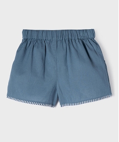 short large en coton et lin fille bleu standard shortsG640801_3