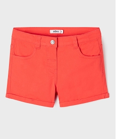 GEMO Short en coton stretch avec revers fille Rose