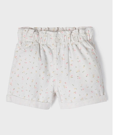 GEMO Short en toile de coton imprimée avec taille paperbag fille Multicolore