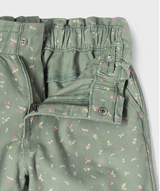 short en toile de coton imprimee avec taille paperbag fille kaki standard shortsG641401_2