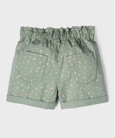 short en toile de coton imprimee avec taille paperbag fille kaki standard shortsG641401_3