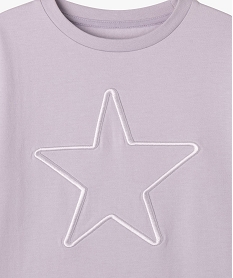 sweat ample avec inscription brodee en relief fille violet standard sweatsG643401_2