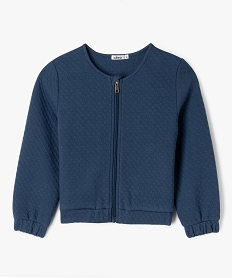 sweat zippe en maille fantaisie fille bleu sweatsG644101_4