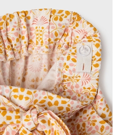 pantalon large en toile fleurie legere a taille elastique fille - lulucastagnette jaune standard pantalonsG645801_3