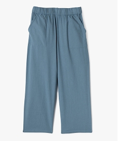 pantalon large en coton et lin avec taille elastique fille bleu standard pantalonsG645901_4