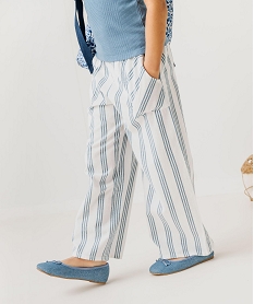 pantalon large en coton et lin avec taille elastique fille imprime pantalonsG646001_2