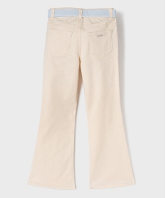pantalon flare en coton stretch avec ceinture rayee fille - lulucastagnette blanc chine pantalonsG646101_3