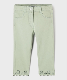 GEMO Pantacourt slim finitions brodées fille kaki standard