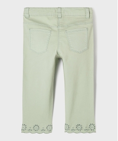 pantacourt slim finitions brodees fille kaki standard pantacourtsG646501_4