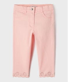 GEMO Pantacourt slim finitions brodées fille rose standard