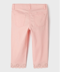 pantacourt slim finitions brodees fille rose standard pantacourtsG646601_4