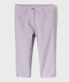 GEMO Pantacourt slim finitions brodées fille violet standard