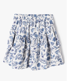 GEMO Jupe courte à volants fleurie et pailletée fille Bleu