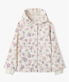 GEMO Imperméable à capuche à motifs fleuris fille Blanc