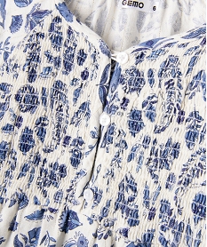 blouse a manches longues ample et fleurie fille bleuG648501_2