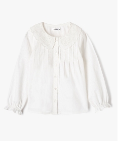 GEMO Chemise manches longues à grand col Claudine brodé fille Beige
