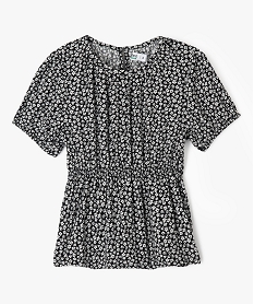 GEMO Blouse manches ballon à basque en viscose fleurie fille noir standard
