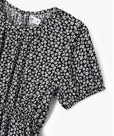 blouse manches ballon a basque en viscose fleurie fille noir standardG649001_2