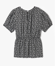 blouse manches ballon a basque en viscose fleurie fille noir standardG649001_3
