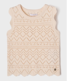 debardeur en maille ajouree fille - lulucastagnette blanc chineG649901_4