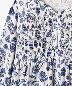 robe a manches longues fleurie et pailletee fille bleuG650101_3