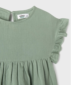 robe en gaze de coton avec manches volantees fille vert standardG650801_2