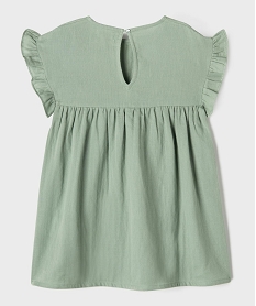 robe en gaze de coton avec manches volantees fille vert standardG650801_3