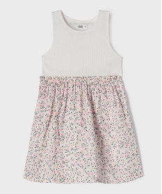 GEMO Robe en coton avec haut débardeur fille Blanc