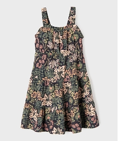 robe imprimee a bretelles avec volants fille noirG651701_4