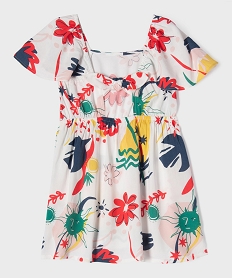 robe a motifs fleuris avec col bardot modulable fille blanc chineG651801_3