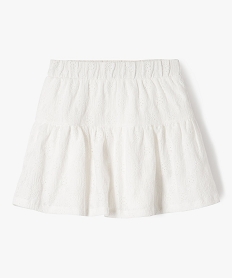 GEMO Jupe évasée à volant en dentelle extensible fille blanc standard