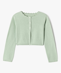GEMO Gilet court en maille fantaisie fille Vert