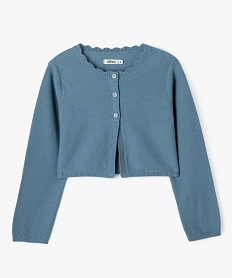 GEMO Gilet court en maille fantaisie fille bleu standard