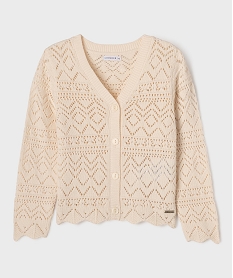 GEMO Gilet en maille ajourée fille - LuluCastagnette blanc chine