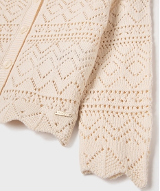 gilet en maille ajouree fille - lulucastagnette blanc chine giletsG652601_2