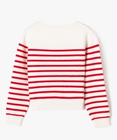 pull raye coupe courte fille - lulucastagnette blanc chine pullsG652701_3