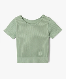 GEMO Tee-shirt court à manches courtes en maille côtelée fille vert standard