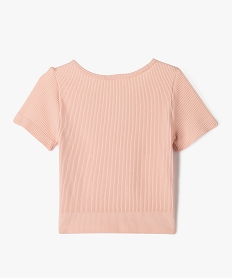 tee-shirt court a manches courtes en maille cotelee fille rose standard tee-shirtsG653101_3