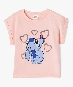 GEMO Tee-shirt manches courtes avec motif Stitch fille - Disney rose standard