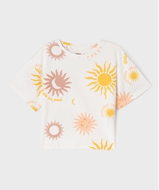 GEMO Tee-shirt oversize à larges motifs fille blanc chine