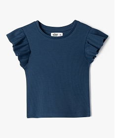 GEMO Tee-shirt manches courtes à volants fille bleu standard