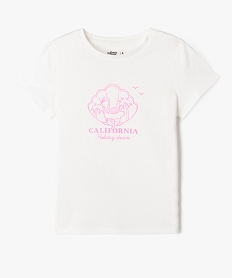GEMO Tee-shirt manches courtes à motif fille blanc chine