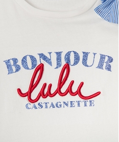 tee-shirt manches courtes avec inscriptions bet noeud fille - lulucastagnette blanc chine tee-shirtsG655501_2