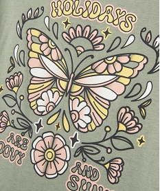 tee-shirt manches courtes avec franges fille vert tee-shirtsG656101_2