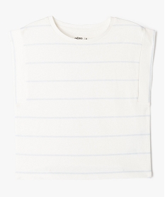 GEMO Tee-shirt manches ultra courtes à rayures coupe oversize fille Bleu