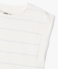 tee-shirt manches ultra courtes a rayures coupe oversize fille bleu tee-shirtsG656601_2
