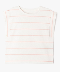 GEMO Tee-shirt manches ultra courtes à rayures coupe oversize fille rose standard
