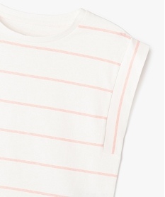 tee-shirt manches ultra courtes a rayures coupe oversize fille rose standard tee-shirtsG656701_2