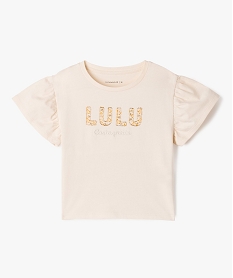 GEMO Tee-shirt à manches courtes froncées avec motif fille - LuluCastagnette blanc chine