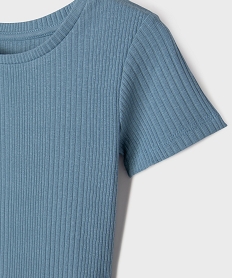 tee-shirt manches courtes en maille cotelee fille bleu standard tee-shirtsG657101_2